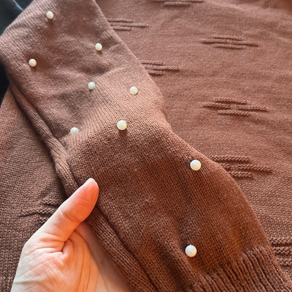 SHEIN Brown Knit Sweater with pearls - Picture 5 of 6